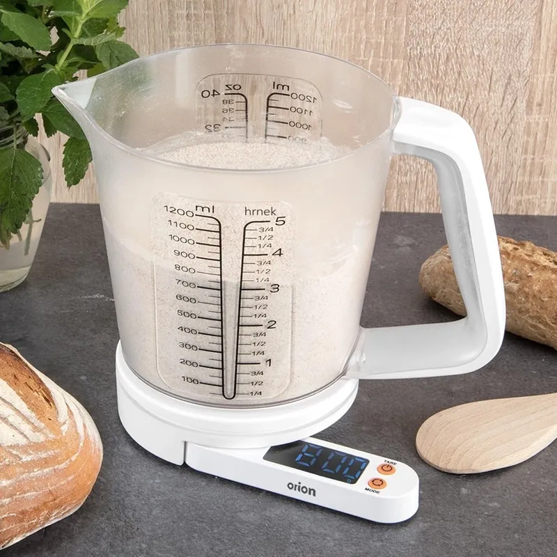 Waga Kuchenna Z Miarką Cyfrowa 5 kg Tary 1,2 l Tworzywo MEBLIVA