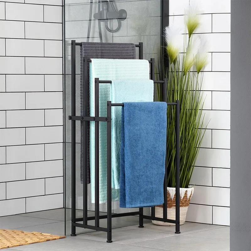 Wieszak Na Ręczniki Stojący Metalowy LOFT 4 Poprzeczki 94,5 cm MEBLIVA