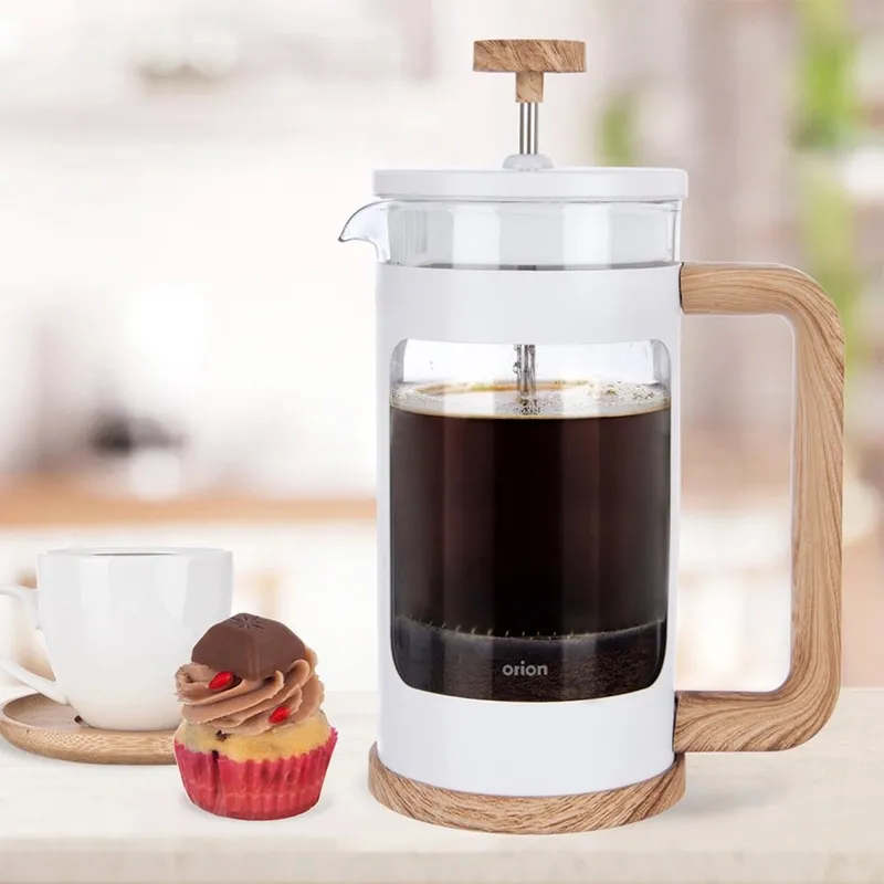 Zaparzacz Tłokowy 1 l WHITELINE French Press Szkło Borokrzemowe MEBLIVA