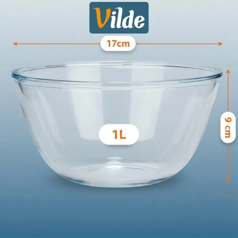 Miska Sałatkowa Szklana 17 cm, 1 l 2 szt. MEBLIVA