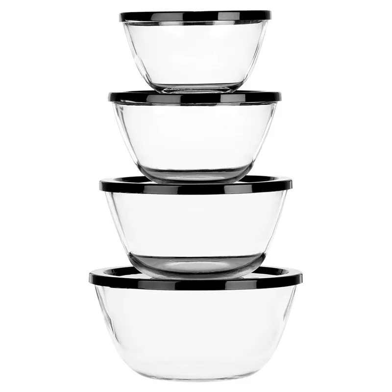 Miska Szklana Z Pokrywką 750 ml / 1 l / 1,5 l / 2 l 4 szt. MEBLIVA