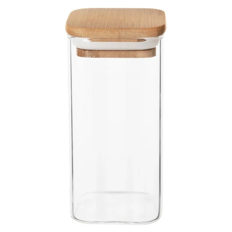 Pojemnik Szklany Kwadratowy Sypkie 320 ml Z Uszczelką 12,5 x 6 cm MEBLIVA
