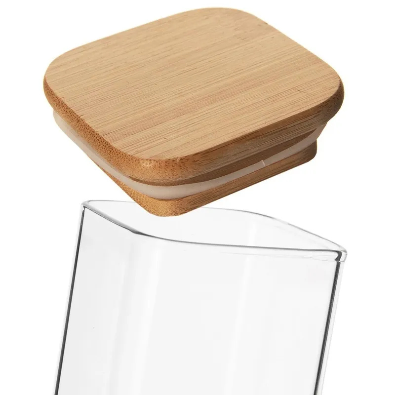 Pojemnik Szklany Kwadratowy Sypkie 320 ml Z Uszczelką 12,5 x 6 cm MEBLIVA
