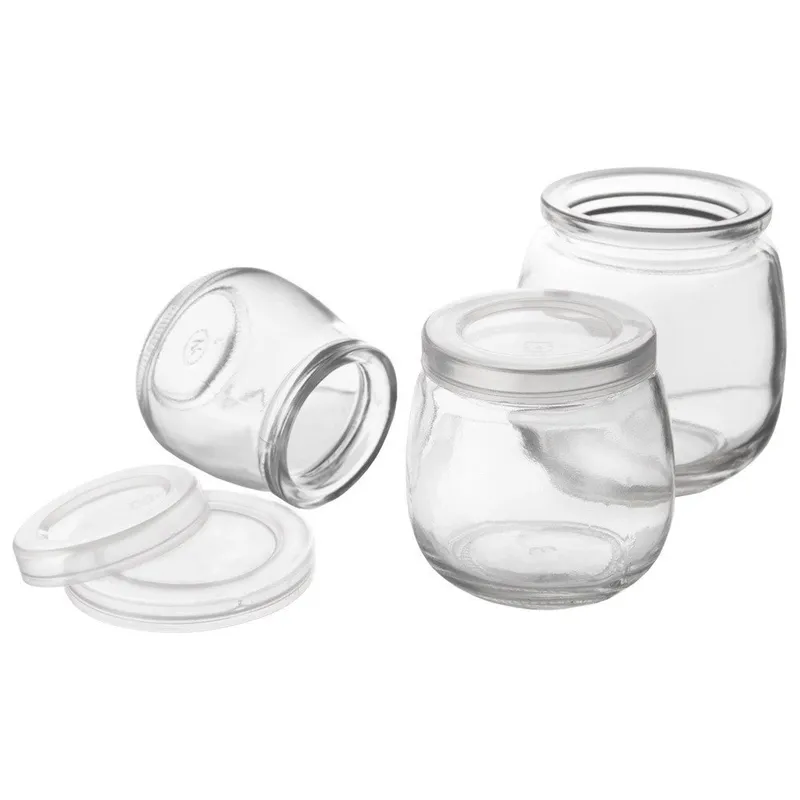Zestaw 12 Pokrywek Do Słoika Jogurt 68 cm Szczelna Desery 300 ml MEBLIVA