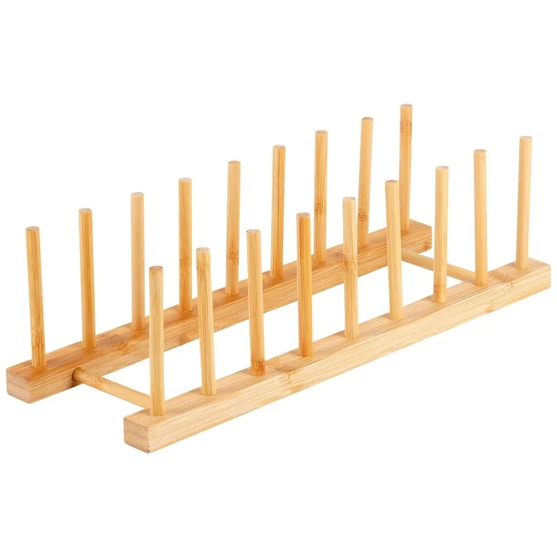 Stojak Na Pokrywki I Talerze Bambusowy Organizer 8 szt. 34,5 cm MEBLIVA