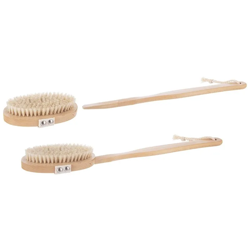 Szczotka Do Masażu Ciała Na Sucho I Do Kąpieli Drewniana 42 cm MEBLIVA