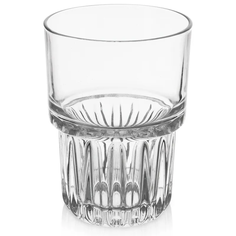Szklanka Uniwersalna Do Napojów Grube Szkło Ryflowane 320 ml MEBLIVA