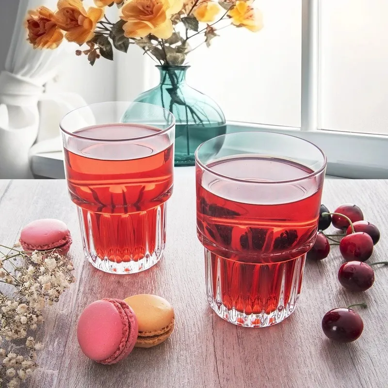 Szklanka Uniwersalna Do Napojów Grube Szkło Ryflowane 320 ml MEBLIVA
