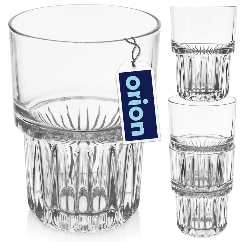 Szklanka Uniwersalna Do Napojów Grube Szkło Ryflowane 320 ml MEBLIVA