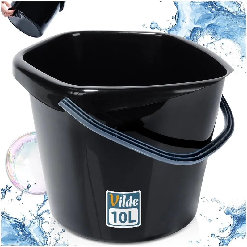Wiadro Gospodarcze Plastikowe 10 l Wygodna Wylewka MEBLIVA - Czarne