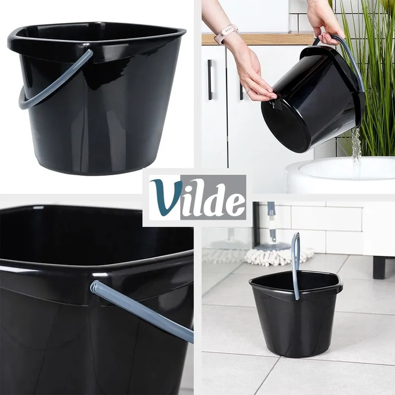 Wiadro Gospodarcze Plastikowe 5 l Wygodna Wylewka MEBLIVA - Czarne
