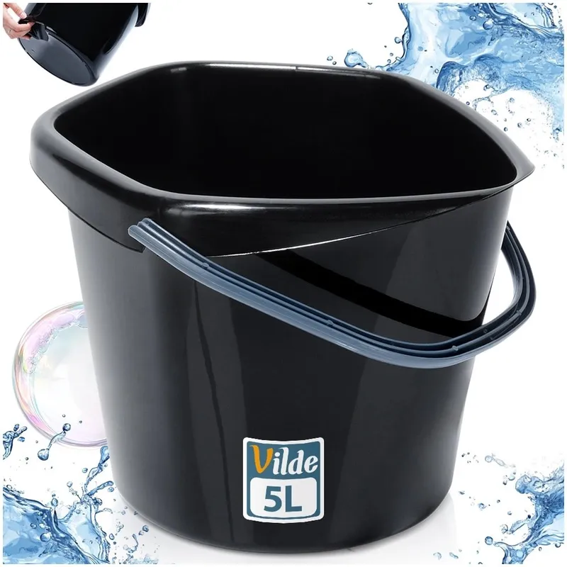 Wiadro Gospodarcze Plastikowe 5 l Wygodna Wylewka MEBLIVA - Czarne
