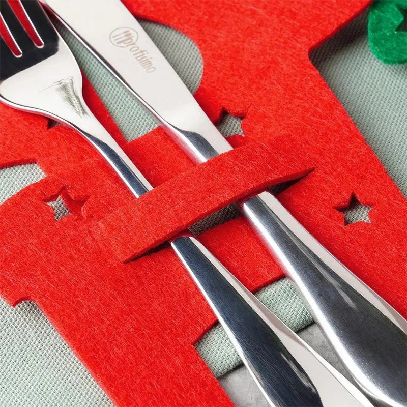 Zestaw 6 Pokrowce Etui Na Sztućce Filc Świąteczny Mikołaj Renifer MEBLIVA