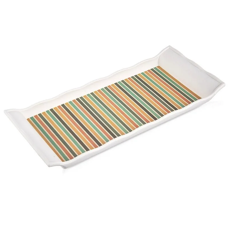 Taca Do Serwowania 29,5 x 13 cm Tworzywo Wzór Pasy Kolorowe MEBLIVA