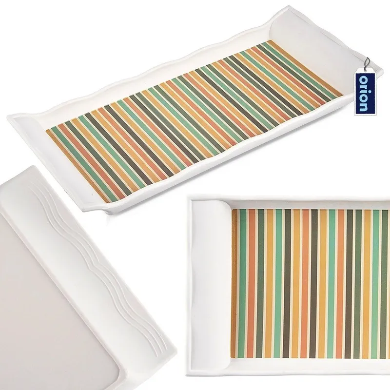 Taca Do Serwowania 29,5 x 13 cm Tworzywo Wzór Pasy Kolorowe MEBLIVA