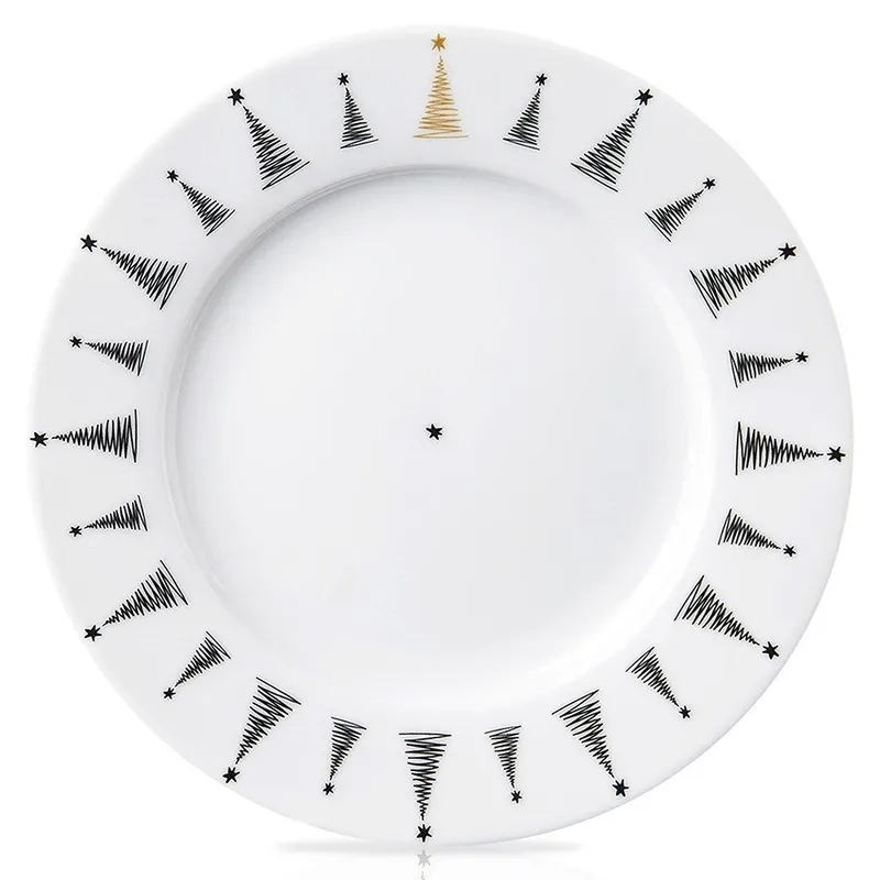 Talerz Deserowy Porcelanowy CHOINKA 20 cm Dekor Świąteczny MEBLIVA