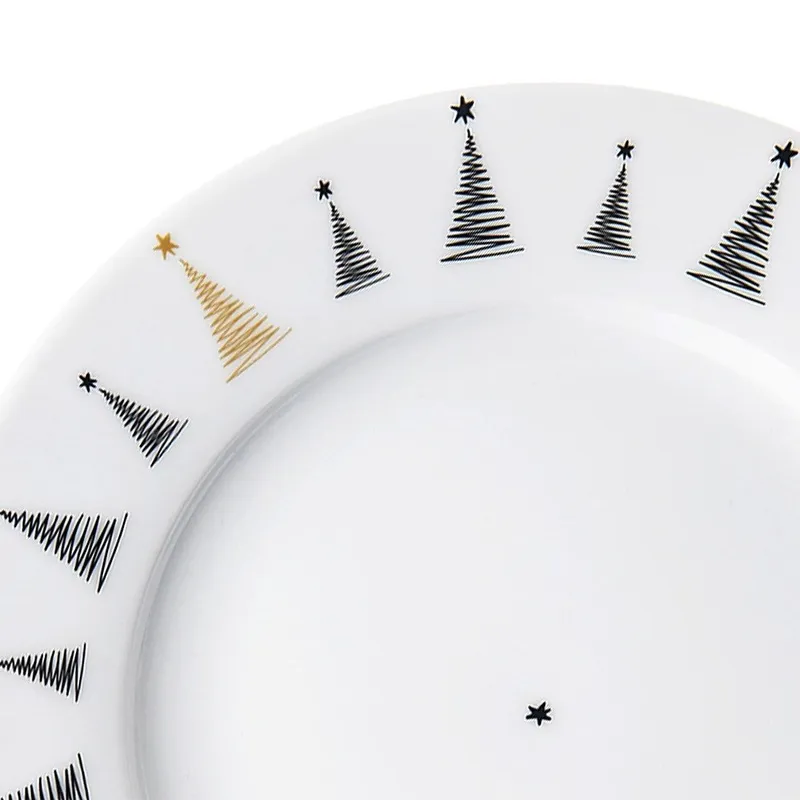 Talerz Deserowy Porcelanowy CHOINKA 20 cm Dekor Świąteczny MEBLIVA
