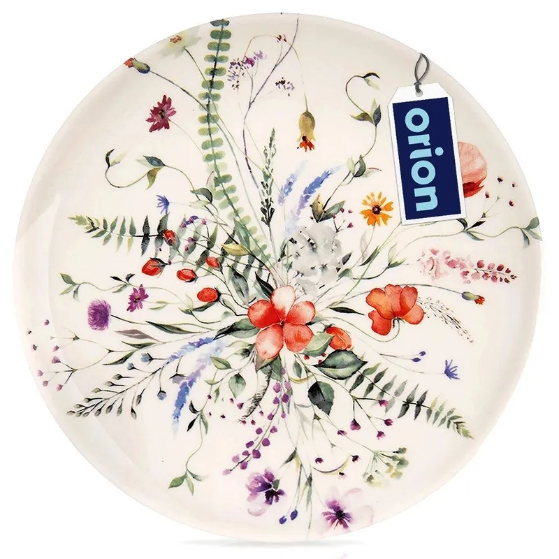 Talerz Deserowy Porcelanowy MAKI 20,5 cm Wzór Polne Kwiaty MEBLIVA