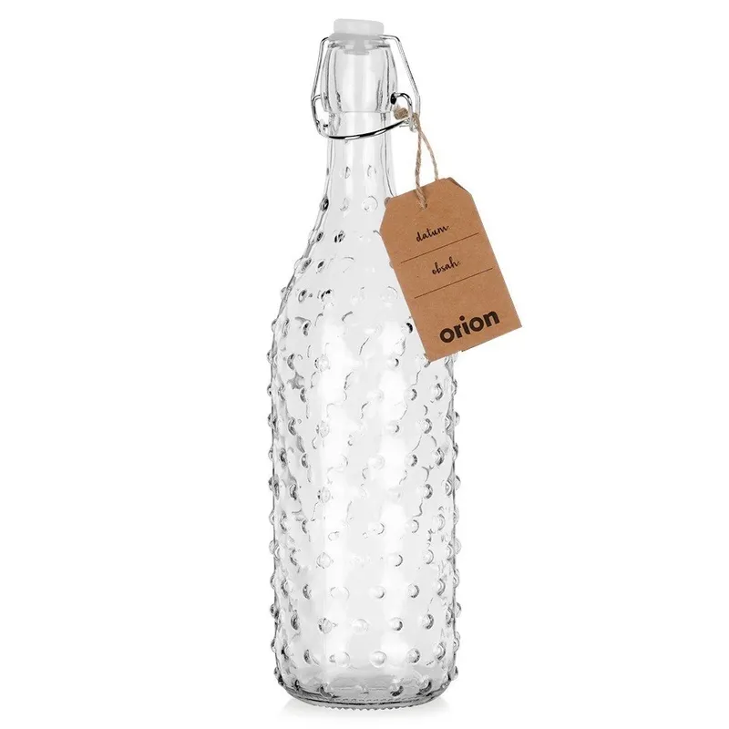 Butelka Z Klipsem Szklana 1 l Żłobiona Szczelna Retro MEBLIVA