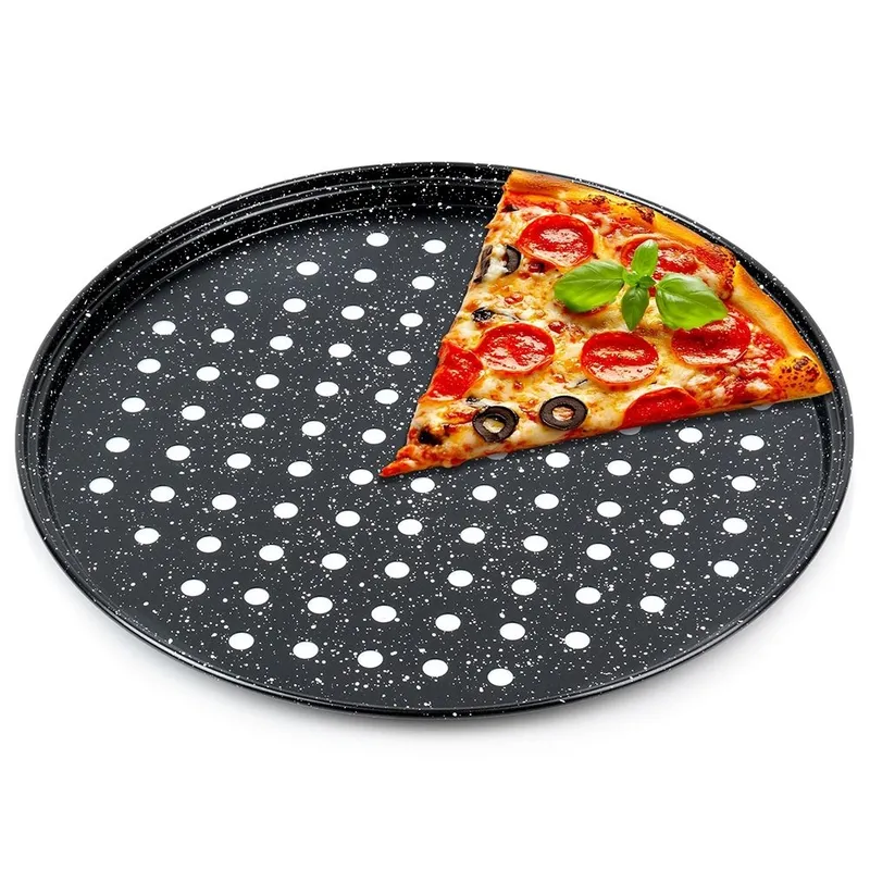Forma Do Pizzy Granitowa Perforowana Dno 28 cm Chrupiący Spód MEBLIVA