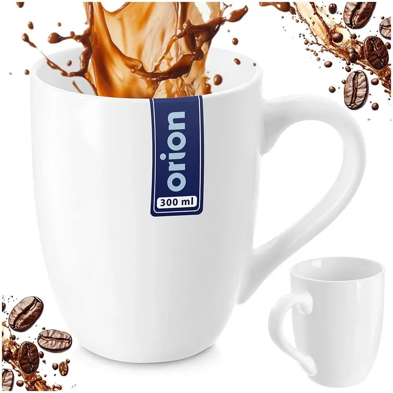 Kubek Porcelanowy 300 ml Klasyczny Do Zmywarki MEBLIVA - Biały