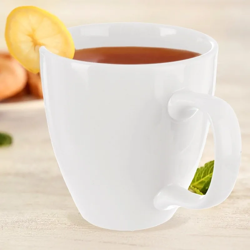 Kubek Porcelanowy 400 ml Mona Wygodny Do Zmywarki MEBLIVA - Biały