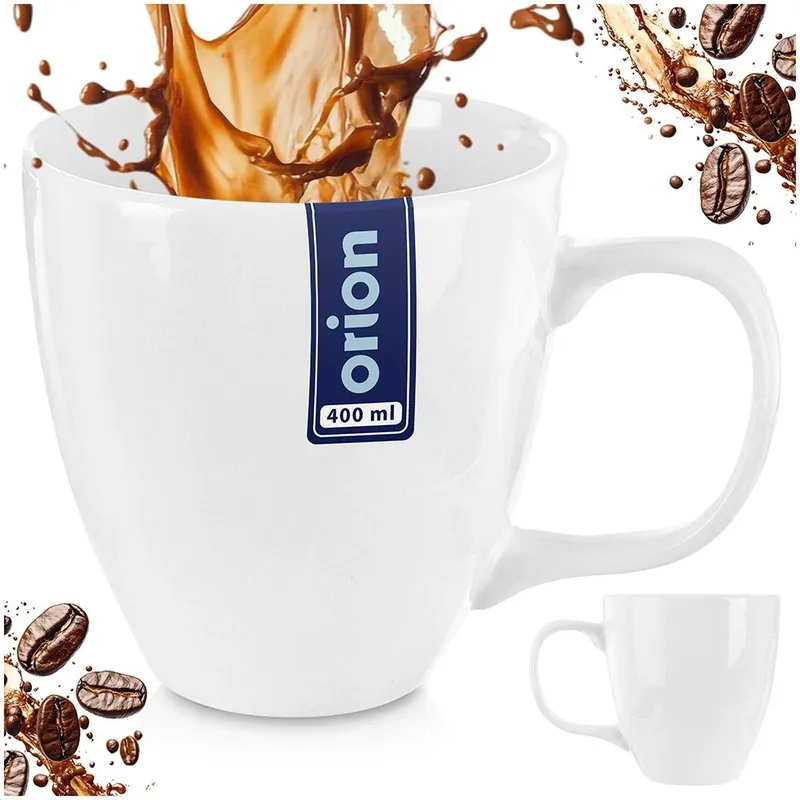 Kubek Porcelanowy 400 ml Mona Wygodny Do Zmywarki MEBLIVA - Biały
