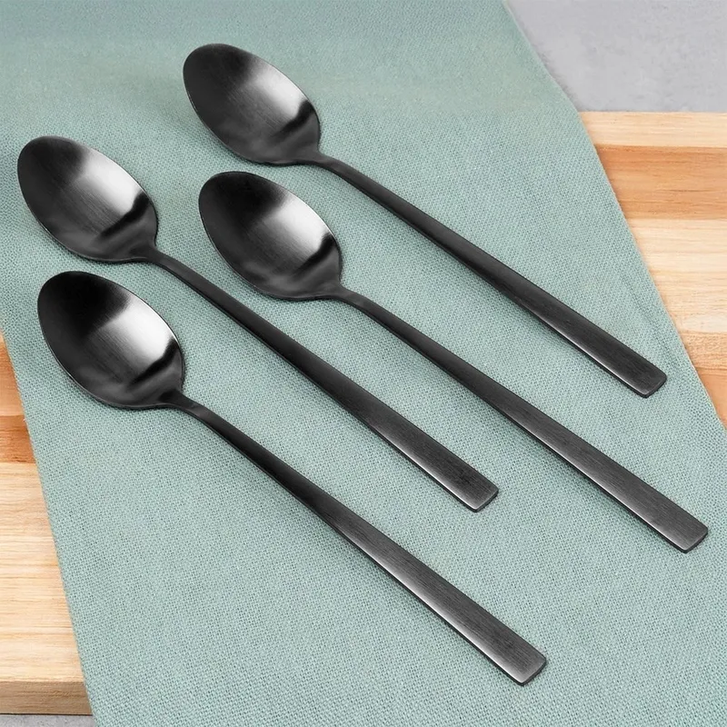 Łyżeczki Koktajlowe Stal Nierdzewna 4 SZT.18 cm EXCELLENT MEBLIVA - Czarne