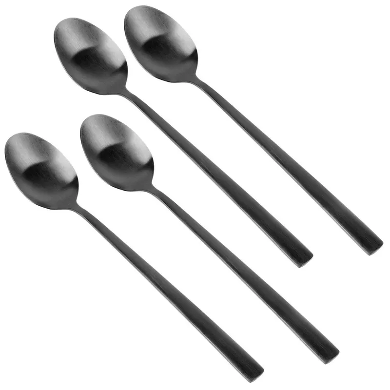 Łyżeczki Koktajlowe Stal Nierdzewna 4 SZT.18 cm EXCELLENT MEBLIVA - Czarne