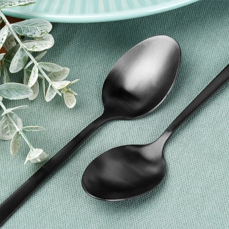 Łyżeczki Koktajlowe Stal Nierdzewna 4 SZT.18 cm EXCELLENT MEBLIVA - Czarne