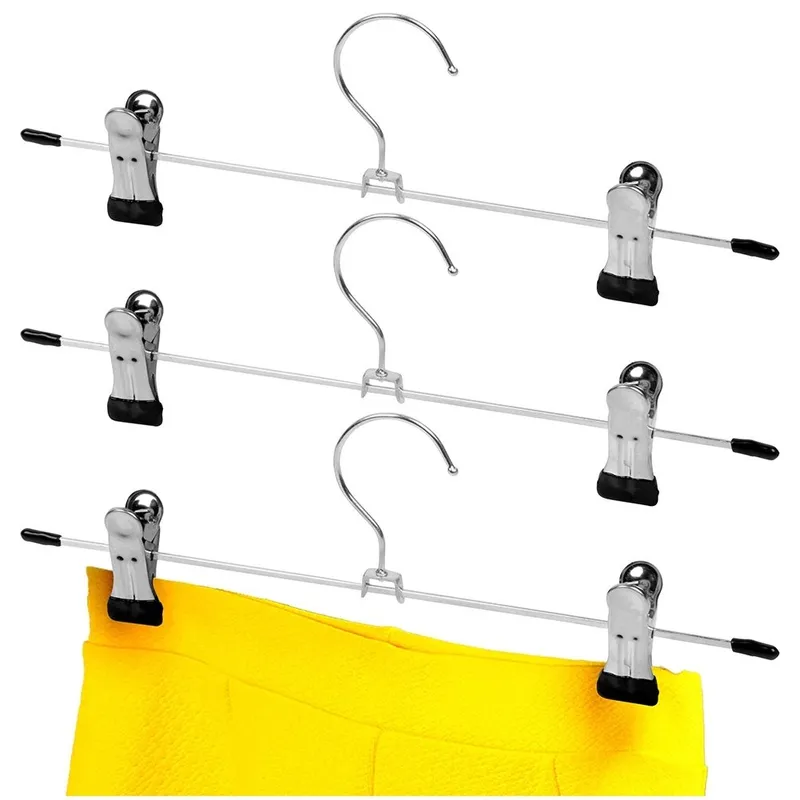 Wieszak Na Spodnie Z Klipsami 3 szt. STORAGE SOLUTIONS Metalowy MEBLIVA