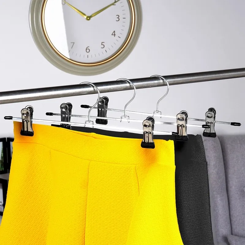 Wieszak Na Spodnie Z Klipsami 3 szt. STORAGE SOLUTIONS Metalowy MEBLIVA