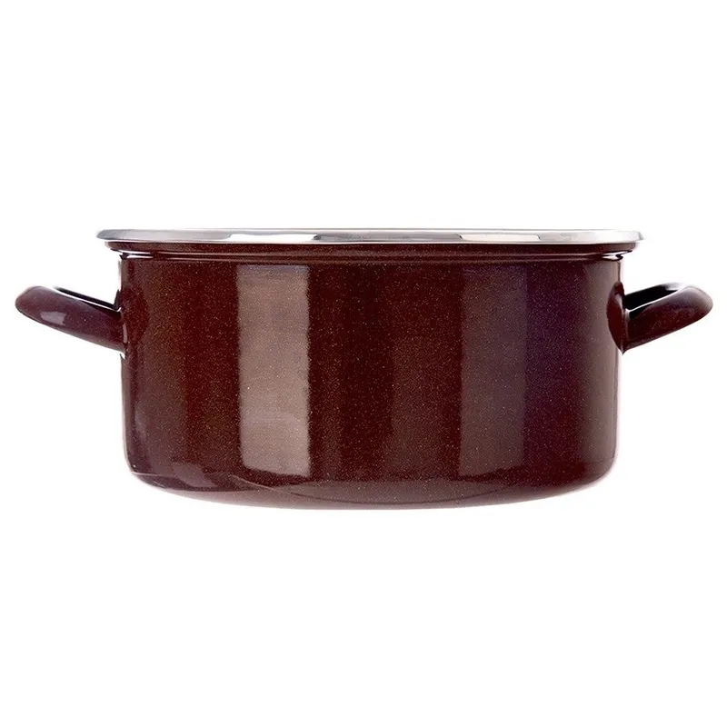 Garnek Emaliowany 4 l BROWN Retro Średnica 24 cm Indukcja MEBLIVA