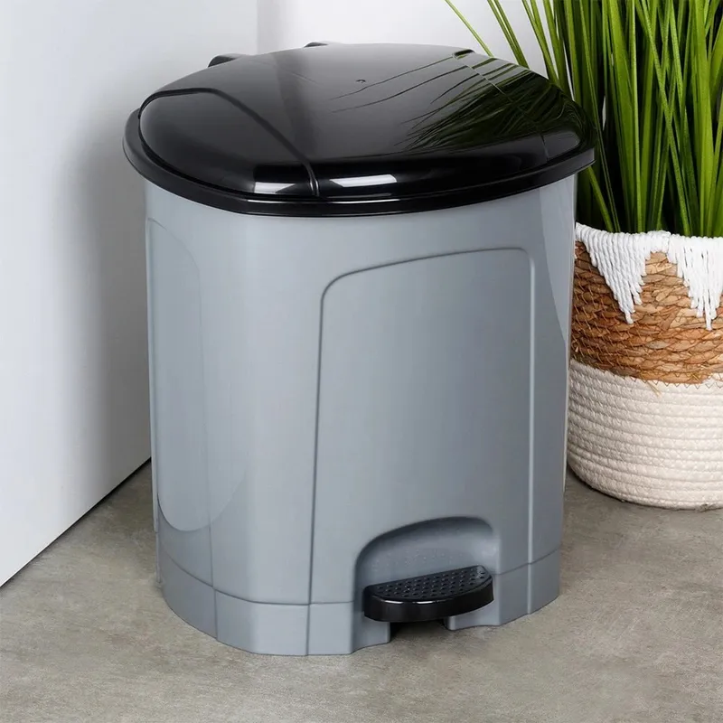 Kosz Na Śmieci Z Pedałem Plastikowy 11,5 l Wytrzymały MEBLIVA - Szary