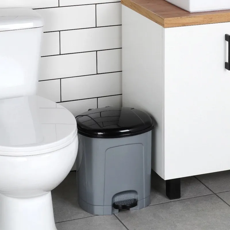 Kosz Na Śmieci Z Pedałem Plastikowy 11,5 l Wytrzymały MEBLIVA - Szary