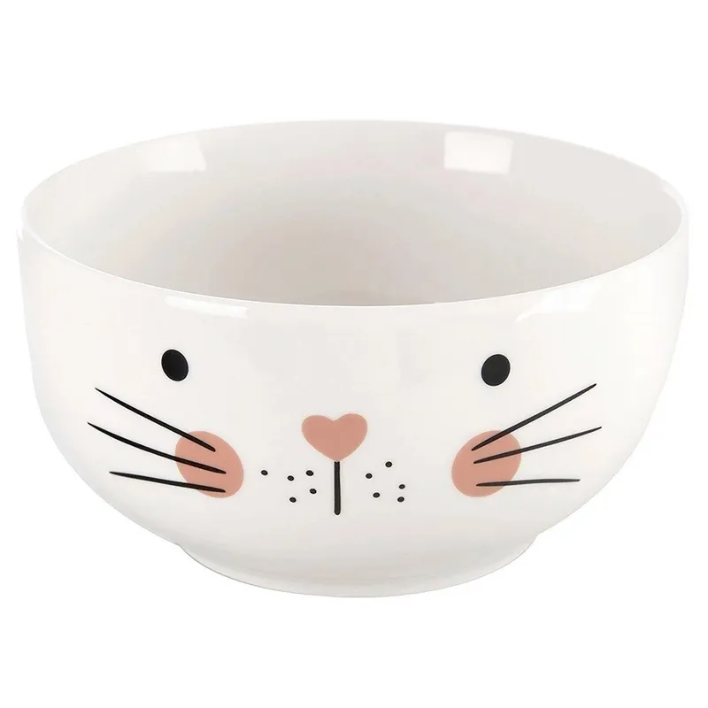 Kubek Z Miseczką Porcelanowy 2 el. Kot Zestaw Śniadaniowy MEBLIVA