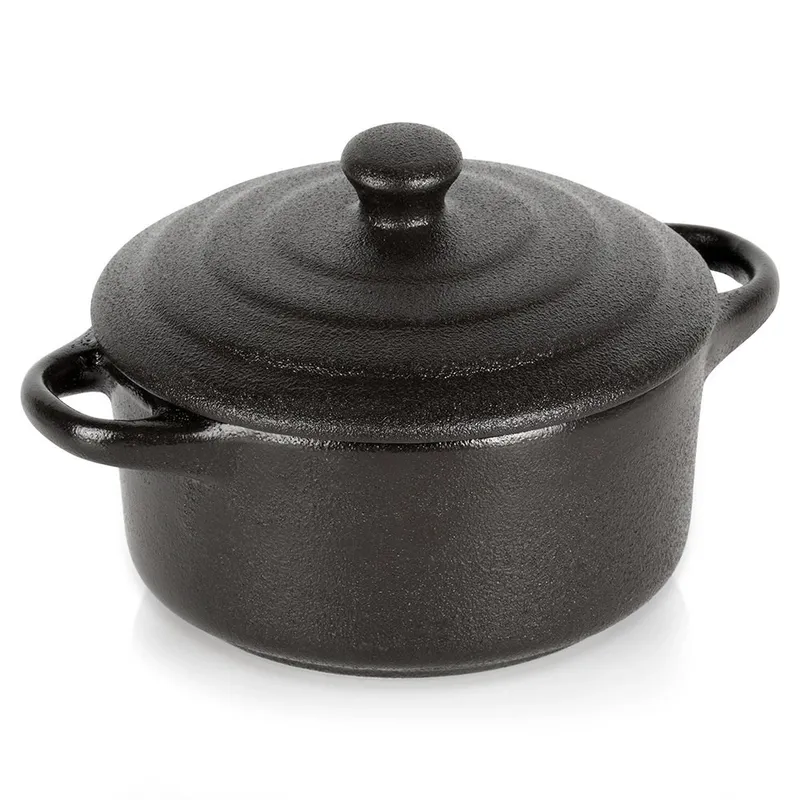 Miseczka Do Zapiekania 150 ml Porcelanowa Z Pokrywką MEBLIVA - Czarna