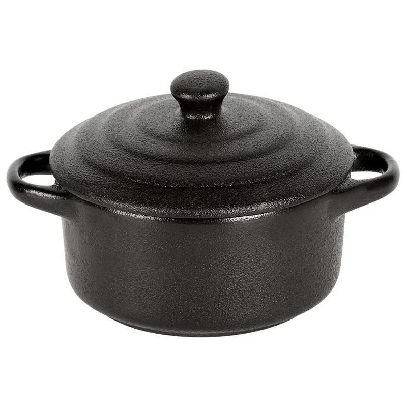 Miseczka Do Zapiekania 150 ml Porcelanowa Z Pokrywką MEBLIVA - Czarna