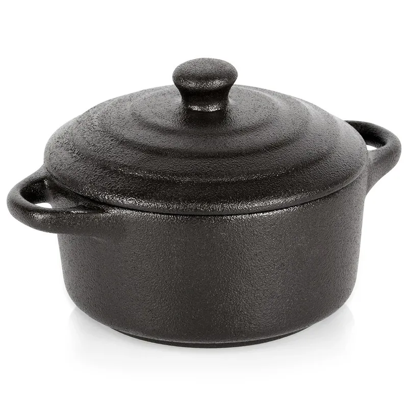 Miseczka Do Zapiekania 300 ml Porcelanowa Z Pokrywką MEBLIVA - Czarna