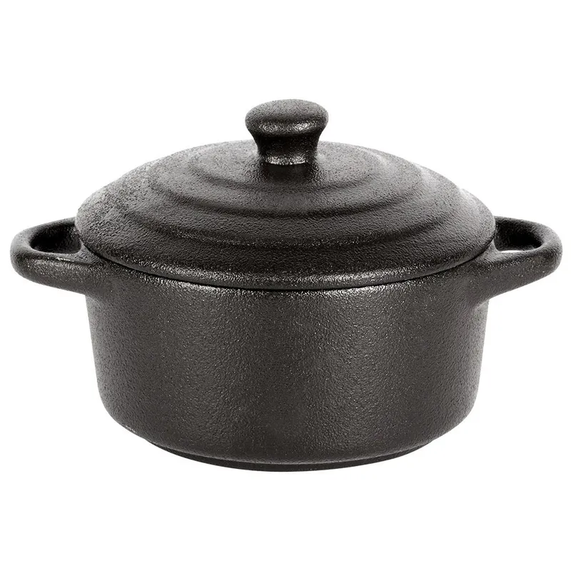 Miseczka Do Zapiekania 300 ml Porcelanowa Z Pokrywką MEBLIVA - Czarna