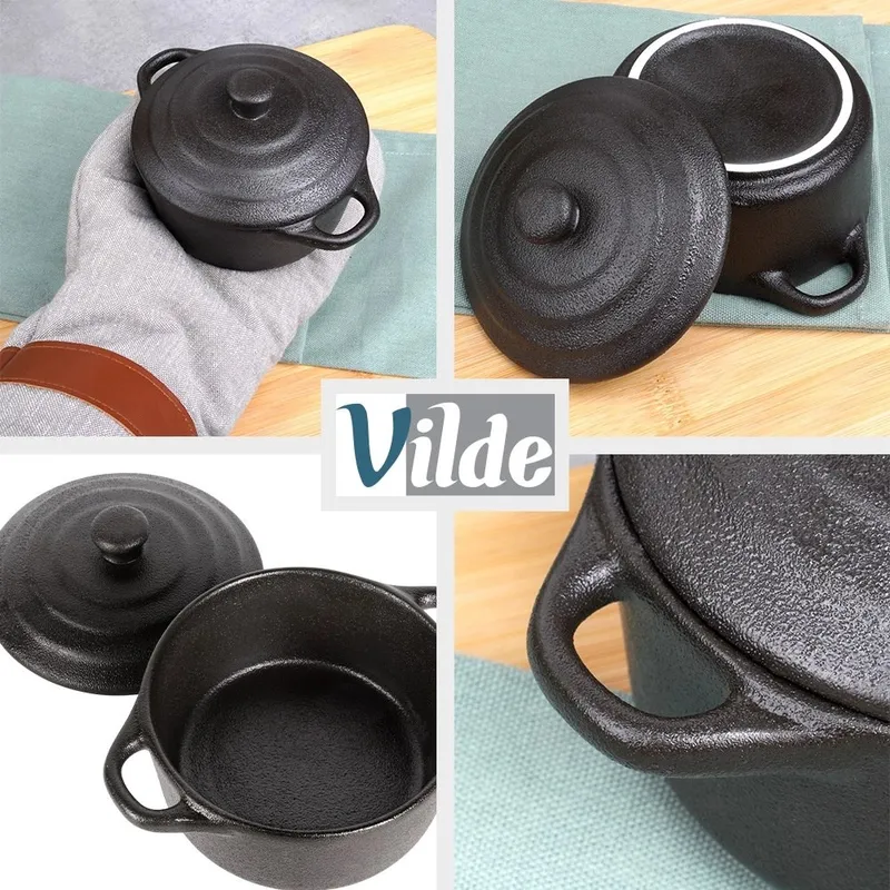 Miseczka Do Zapiekania 300 ml Porcelanowa Z Pokrywką MEBLIVA - Czarna