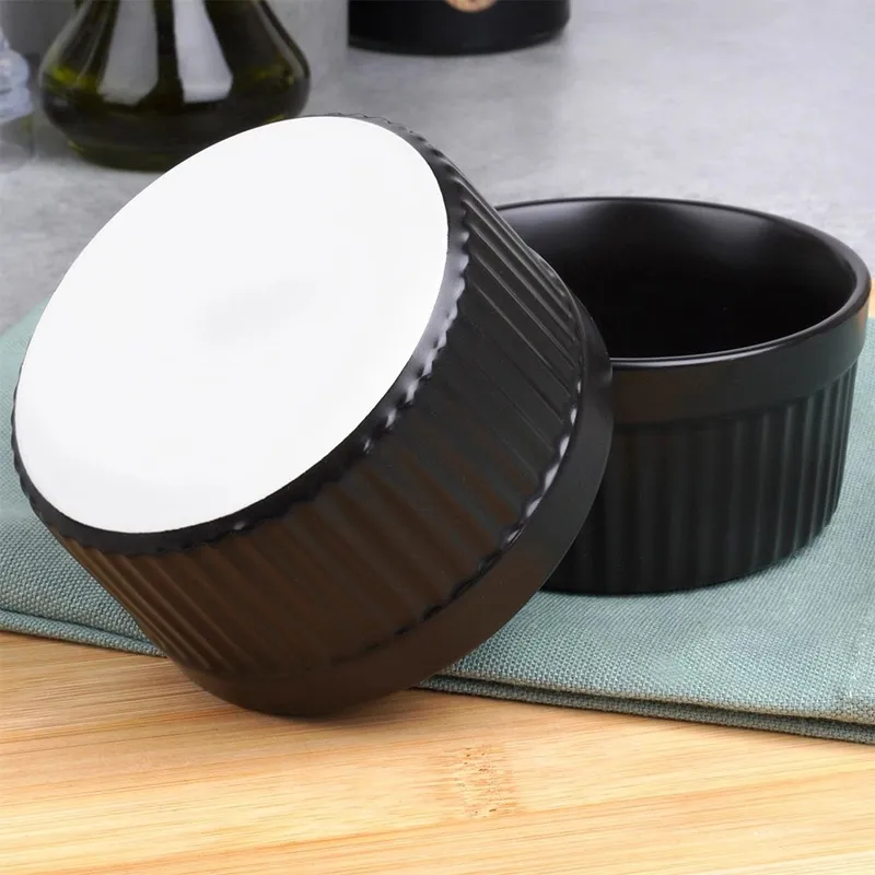 Miseczki Do Zapiekania 10 x 5 cm 260 ml Porcelanowe 2 szt MEBLIVA - Czarne