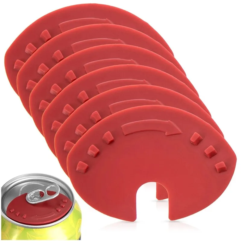 Otwieracz Do Puszek 2w1 6 szt 4,5 x 3,5 cm Nakładka MEBLIVA - Czerwony