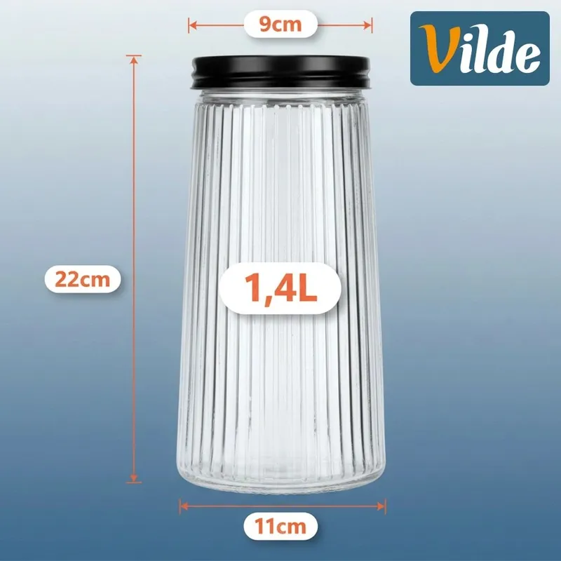 Pojemnik Na Produkty Sypkie Szklany Z Pokrywką 1,4 l MEBLIVA