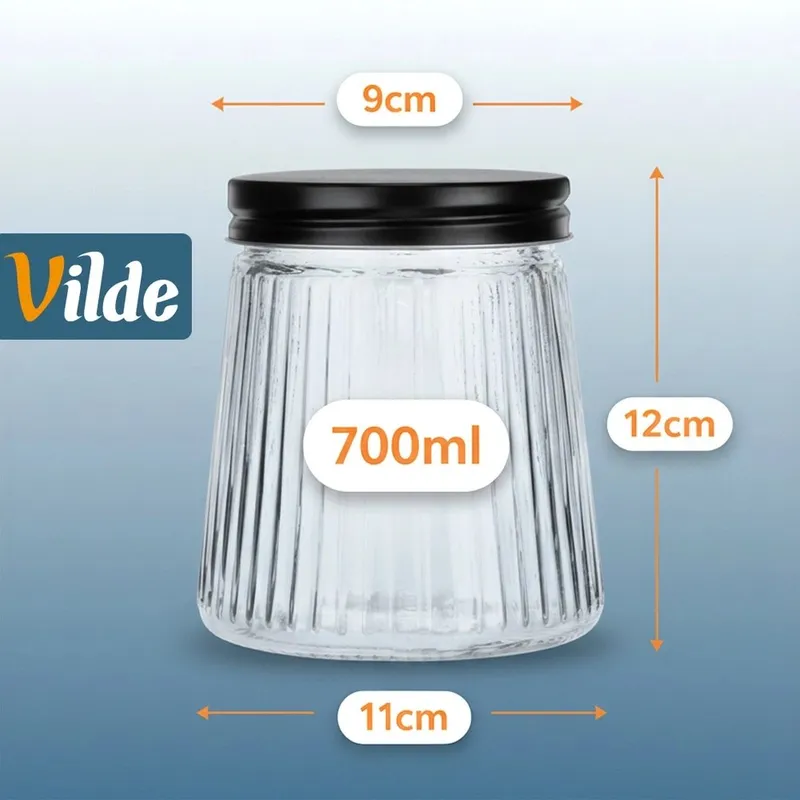 Pojemnik Na Produkty Sypkie Szklany Z Pokrywką 700 ml MEBLIVA
