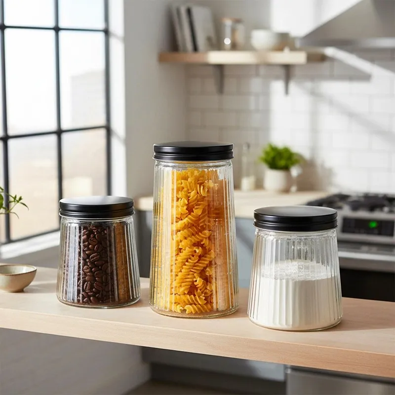 Pojemnik Na Produkty Sypkie Szklany Z Pokrywką 700 ml MEBLIVA