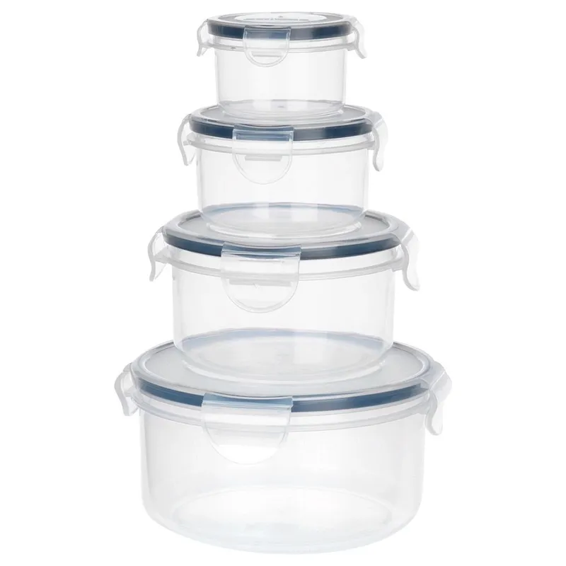Zestaw 4 Pojemników Lunchbox Okrągły Szczelny Mikrofala Zmywarka MEBLIVA