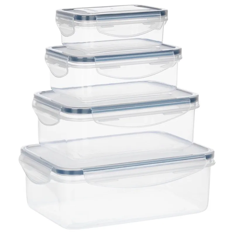 Zestaw 4 Pojemników Lunchbox Prostokąt Szczelny Mikrofala Zmywarka MEBLIVA