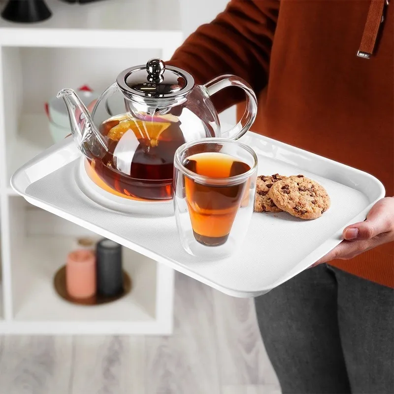 Taca Do Serwowania Plastikowa Antypoślizgowa 35,5 x 27 cm MEBLIVA - Biała