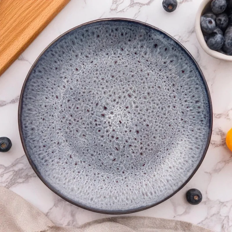 Talerz Deserowy Ceramiczny GLAZE 20,5 cm Szkliwiony MEBLIVA - Fioletowy